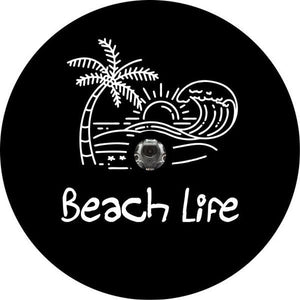 Sunset On The Beach Black Spare Tire Cover