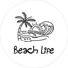 Beach Life Sunset & Waves White Spare Tire Cover