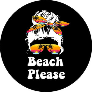 Beach Please Black Spare Tire Cover