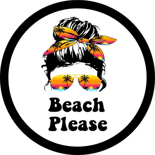 Beach Please White Spare Tire Cover