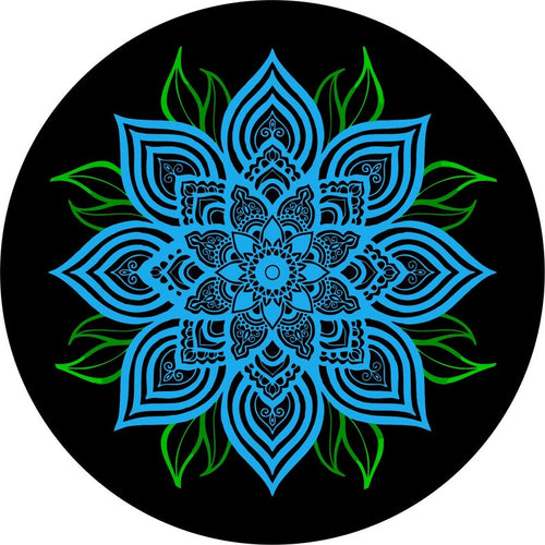 Blue Flower Mandala Spare Tire Cover