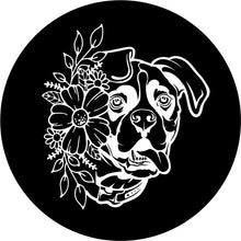 Boxer With Flowers Black Spare Tire Cover