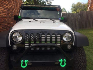 American Black and White Thin Green Line Military Jeep Grille Insert