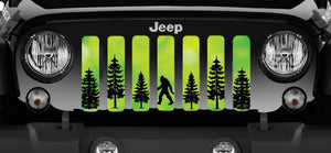 Platinum Bigfoot - Bright Green Background Jeep Grille Insert