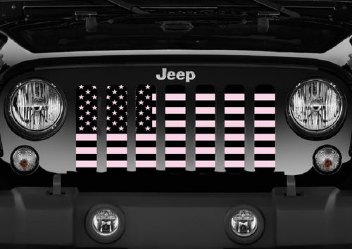 Black and Baby Pink American Flag Grille Insert