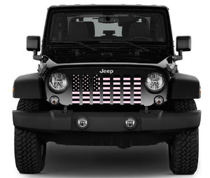 Black and Baby Pink American Flag Jeep Grille Insert
