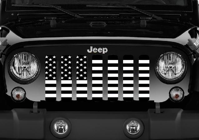 Platinum Black and White American Flag Jeep Grille Insert
