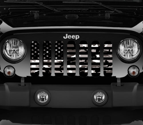 Black and White Camo Flag Jeep Grille Insert