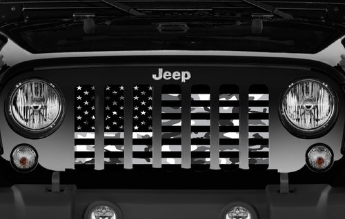 Black and White Camo Flag Grille Insert