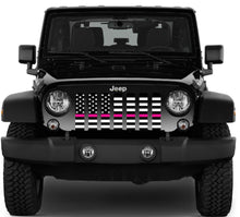 Black and White Fight Like a Girl Pink Line Jeep Grille Insert