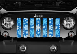Blue Snowflakes Jeep Grille Insert