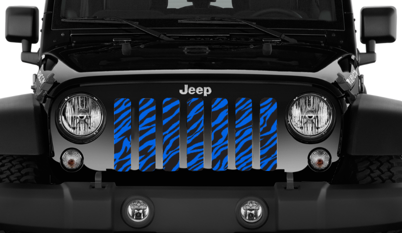 Blue Zebra Print Jeep Grille Insert