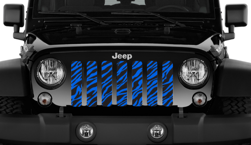 Platinum Blue Zebra Print Jeep Grille Insert