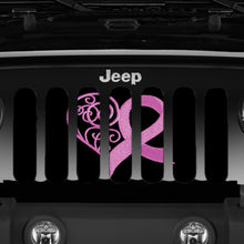 Pink Hearts Breast Cancer Ribbon Jeep Grille Insert