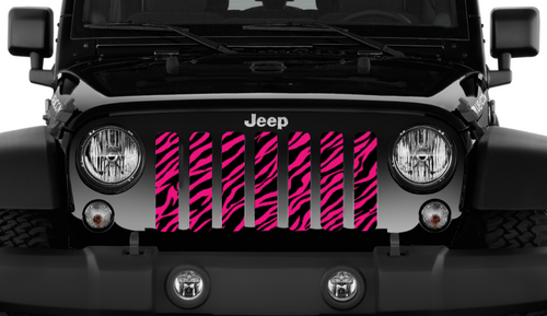 Platinum Bright Pink Zebra Print Jeep Grille Insert