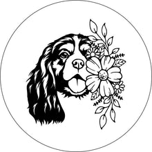 Cavalier King Spaniel With Flowers White Spare Tire Cover