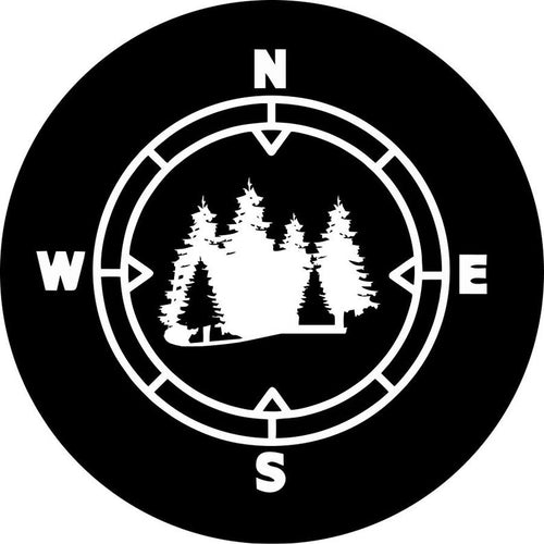 Compass In The Woods Black Spare Tire Cover