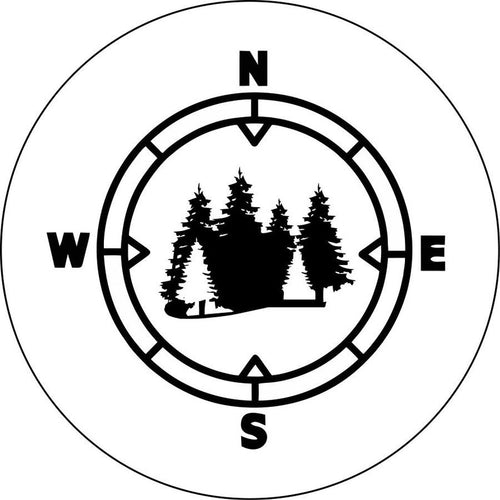 Compass In The Woods White Spare Tire Cover