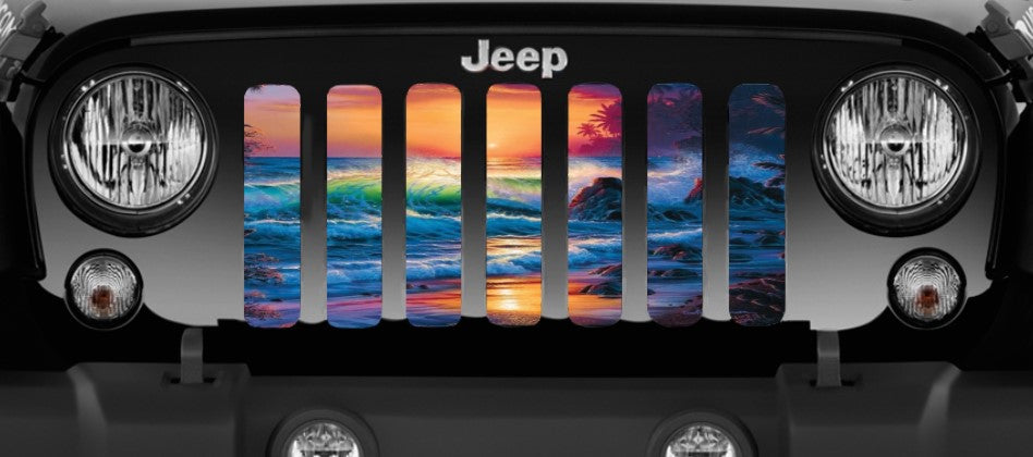 Colorful Beach Jeep Grille Insert