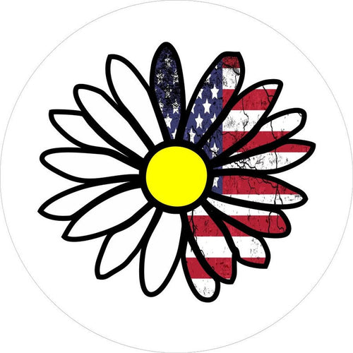 Daisy American Flag White Spare Tire Cover