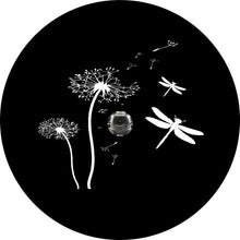 Dandelions With Dragonfly Black  Spare Tire Cover