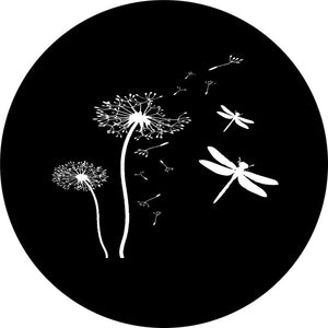 Dandelions With Dragonfly Black  Spare Tire Cover