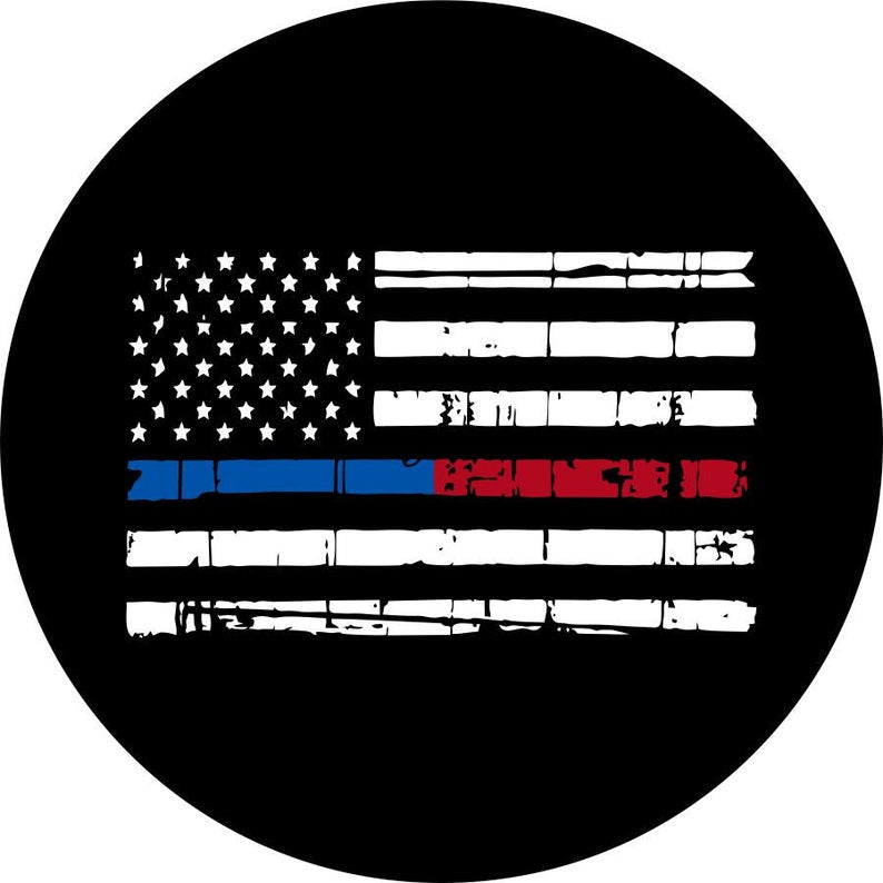 Distressed American Flag Black, Red, Blue Spare Tire Cover