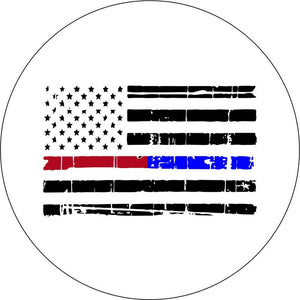 Distressed American Flag White, Red, & Blue Spare Tire Cover