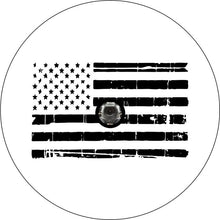 Distressed American Flag White Spare Tire Cover