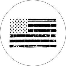 Distressed American Flag White Spare Tire Cover