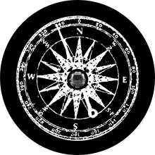 Distressed Compass 2 Black Background Spare Tire Cover