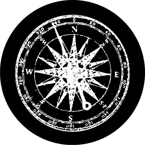 Distressed Compass 2 Black Background Spare Tire Cover