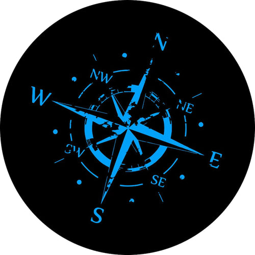 Distressed Compass 2 Black & Blue Spare Tire Cover