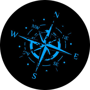 Distressed Compass 2 Black & Blue Spare Tire Cover