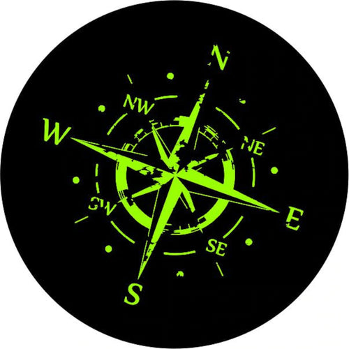 Distressed Compass 2 Black & Green Spare Tire Cover