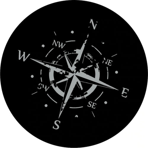 Distressed Compass 2 Gray & Black Spare Tire Cover