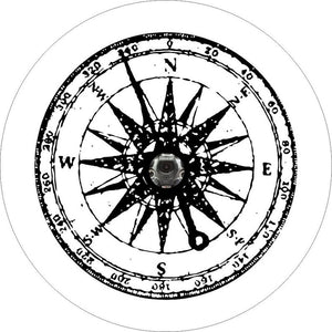 Distressed Compass White Rim & Black Spare Tire Cover