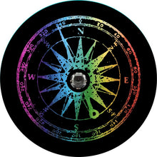 Distressed Rainbow Compass 2 Black Spare Tire Cover
