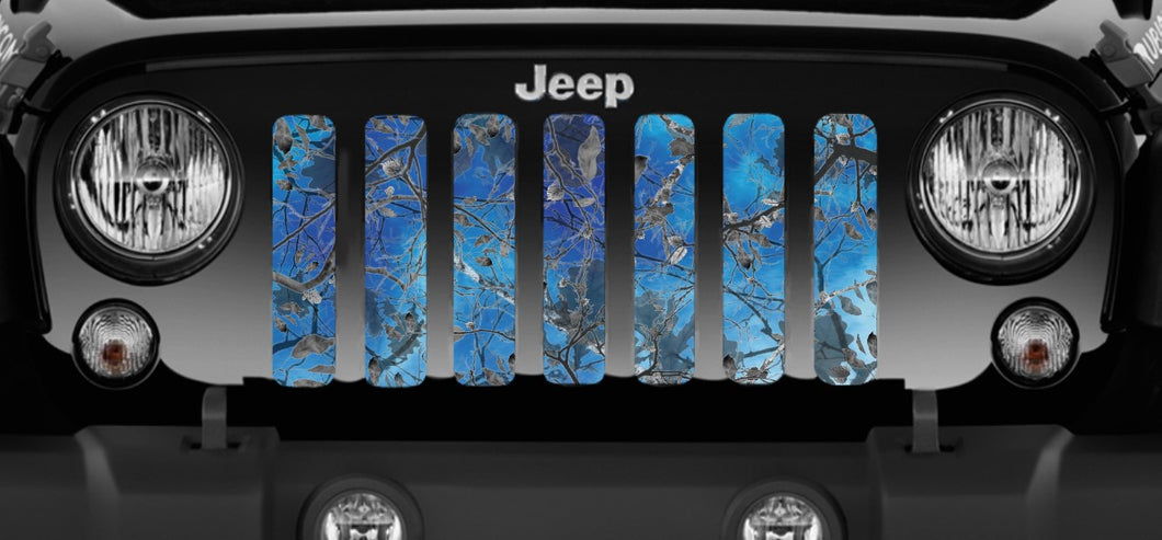 Dirty Girl Blue Undertow Camo Jeep Grille Insert