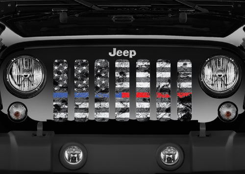 Dirty Grace Tactical Back the Blue and Red  Jeep Grille Insert