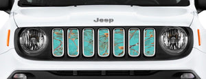 Dirty Girl Teal Serenity Woodland Camo Jeep Grille Insert