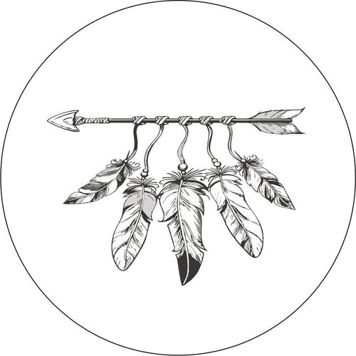 Feather & Arrow White & Black Spare Tire Cover