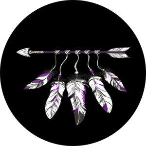 Feather & Arrow White & Purple Spare Tire Cover