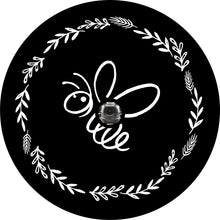Floral Honey Bee Black Spare Tire Cover