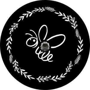 Floral Honey Bee Black Spare Tire Cover