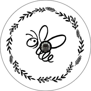 Floral Honey Bee White Spare Tire Cover