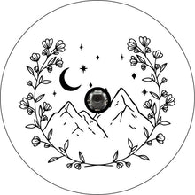 Floral Mountains In The Stars White Spare Tire Cover