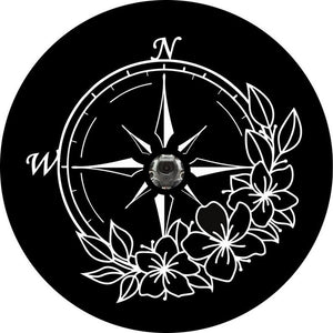 Flower Compass 2 Black Spare Tire Cover