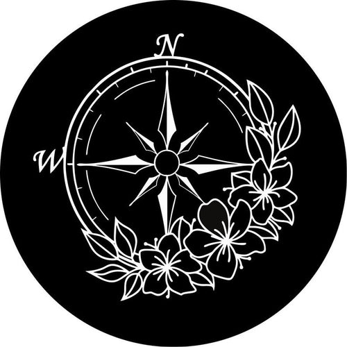 Flower Compass 2 Black Spare Tire Cover