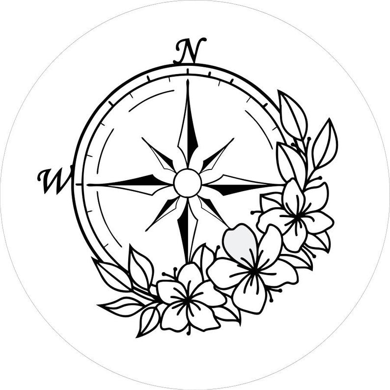 Flower Compass 2 White Spare Tire Cover